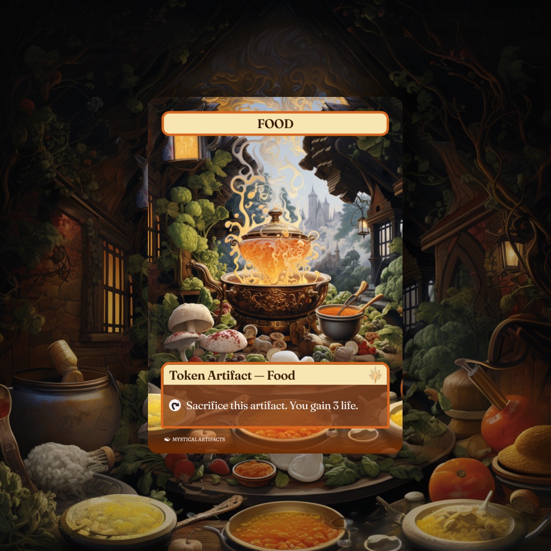 Dragon token card surrounded by embers