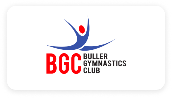 Another gymnastics club logo with a leaping figure