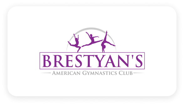 Another gymnastics club logo with an abstract figure