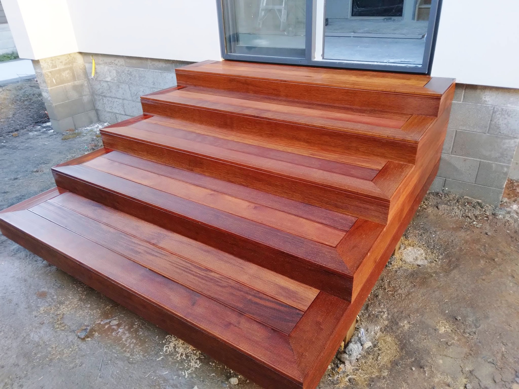Hardwood timber entry stairs
